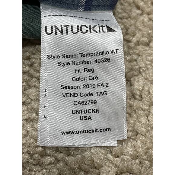 UNTUCKit Men’s Size XXL Tempranillo Wrinkle Free Shirt Green Plaid Button Down - Picture 6 of 6